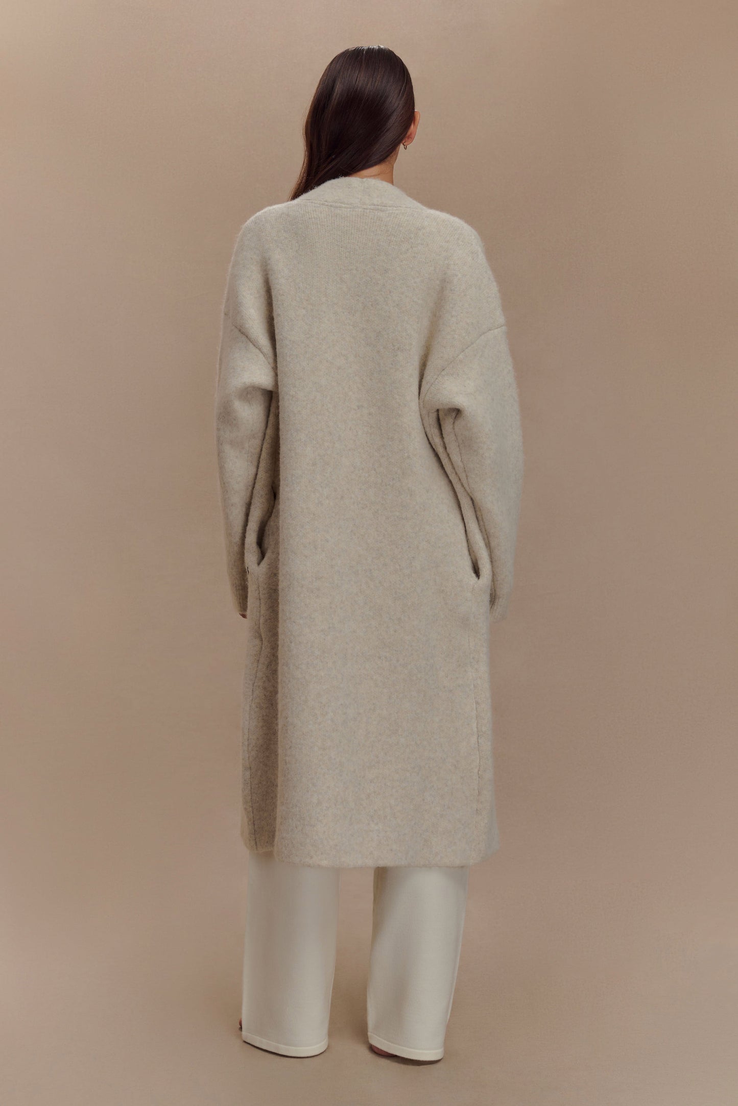 Cardigan Maxi Tricot Benson - Gris Crème