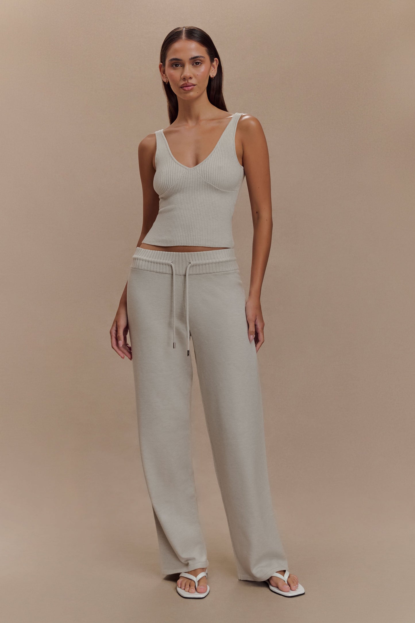 Débardeur côtelé en tricot Natalya - Gris chiné