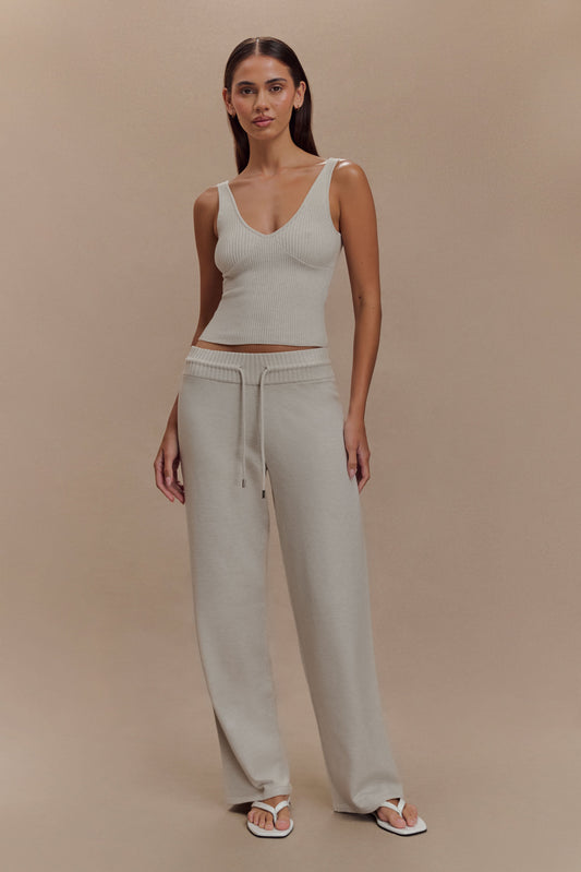 Pantalon large en tricot Natalya - Gris chiné