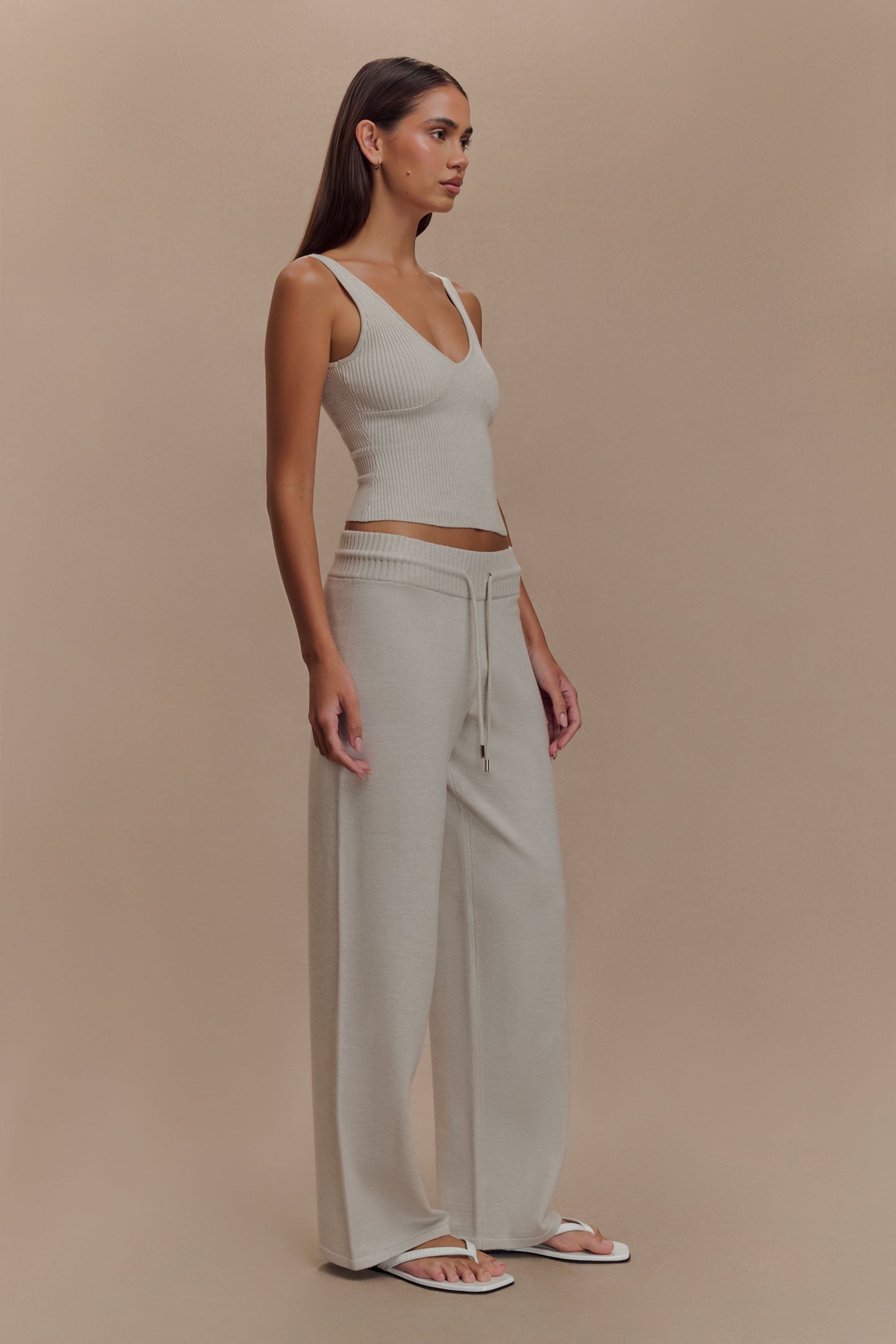 Débardeur côtelé en tricot Natalya - Gris chiné
