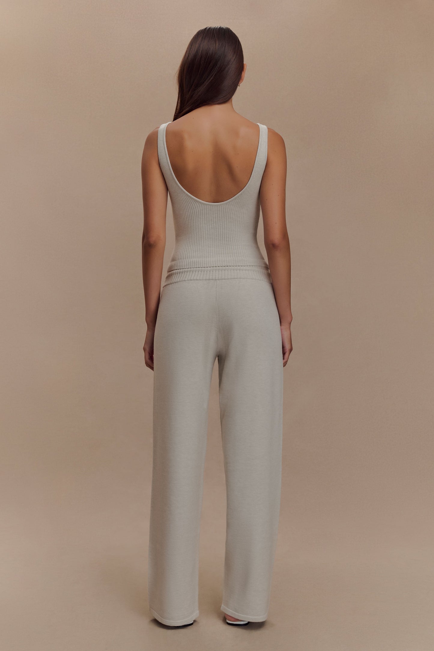 Pantalon large en tricot Natalya - Gris chiné