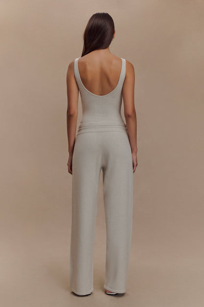 Pantalon large en tricot Natalya - Gris chiné