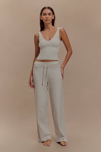Pantalon large en tricot Natalya - Gris chiné