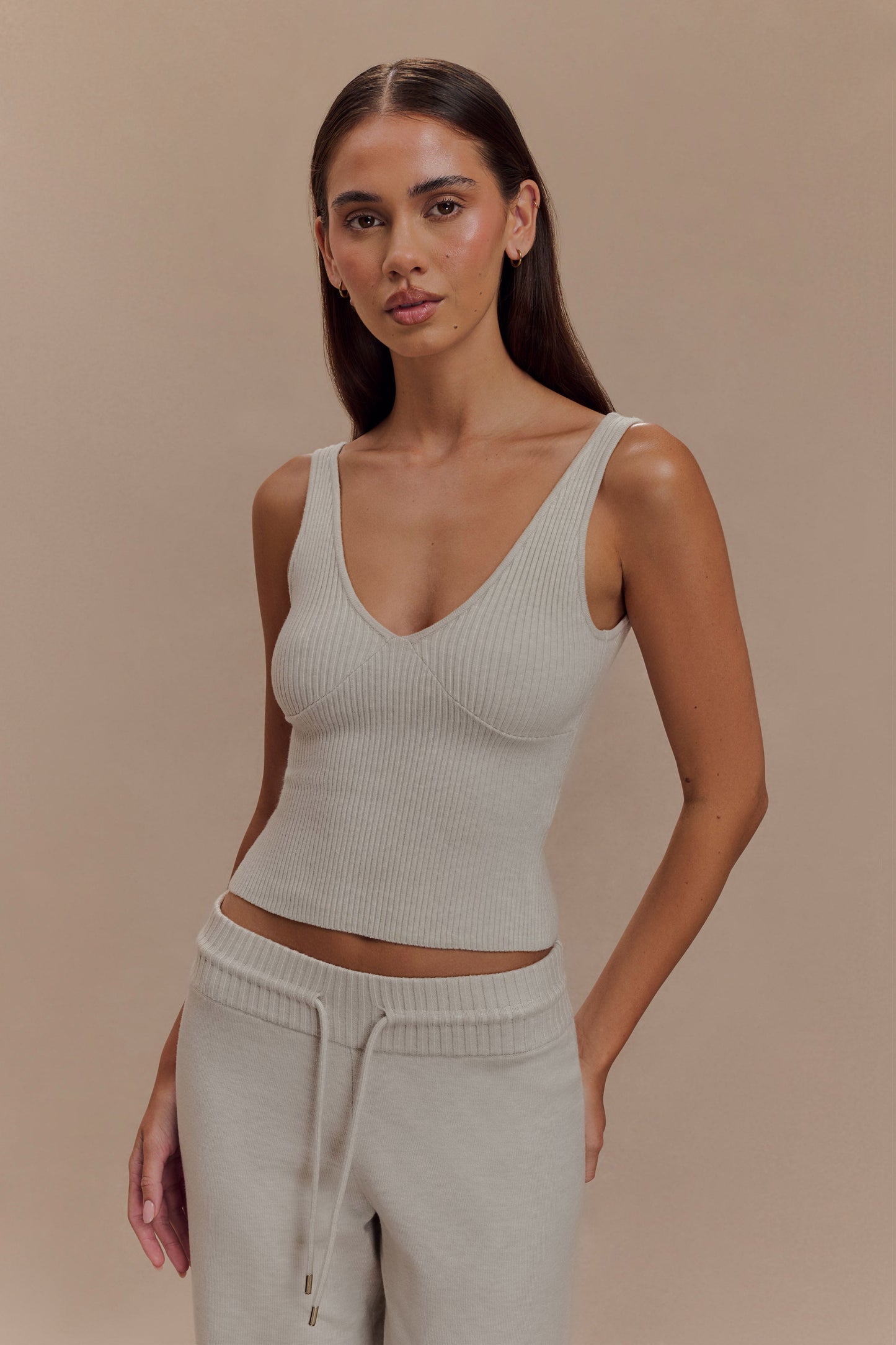 Débardeur côtelé en tricot Natalya - Gris chiné