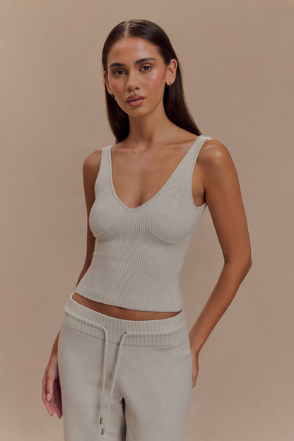 Débardeur côtelé en tricot Natalya - Gris chiné
