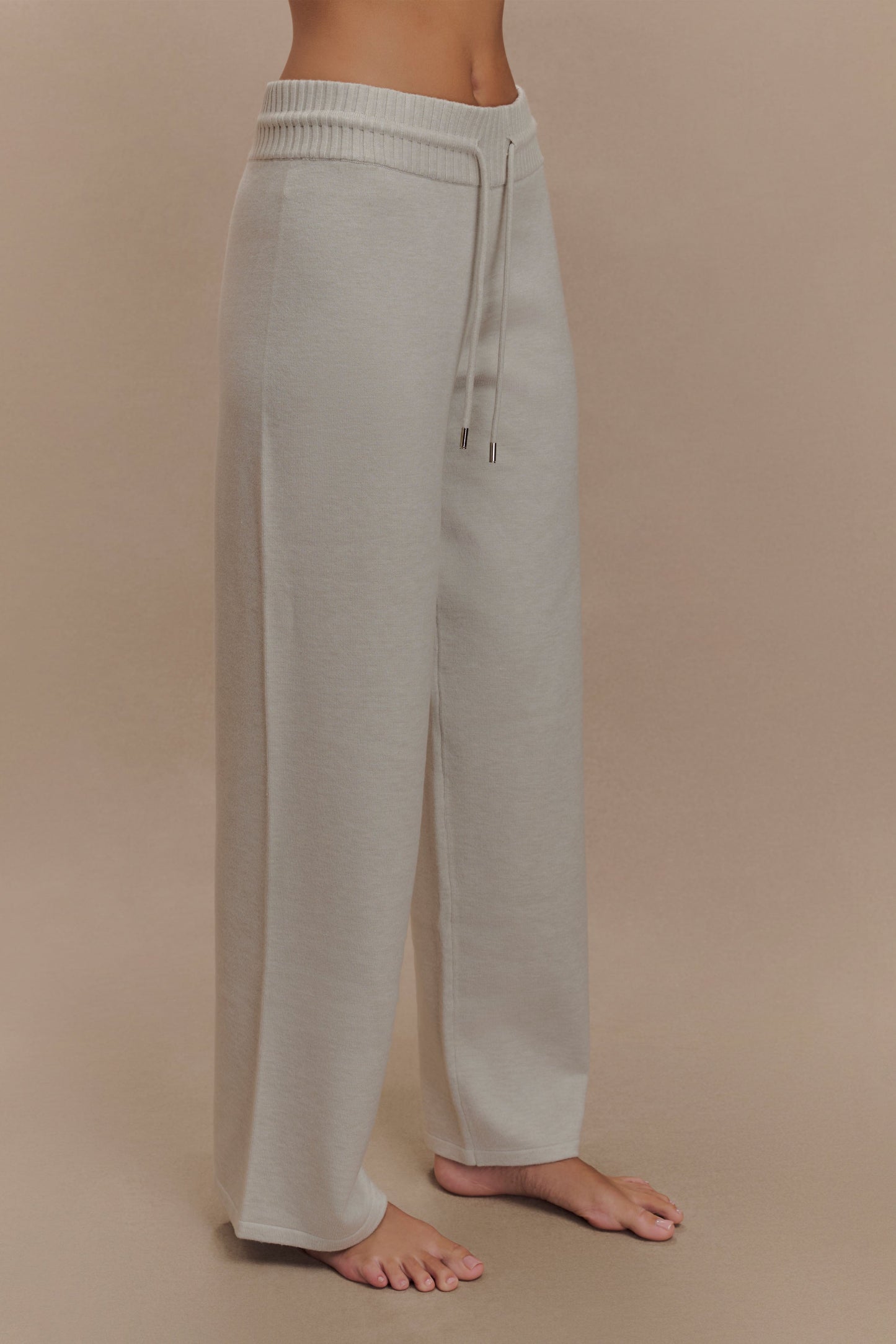 Pantalon large en tricot Natalya - Gris chiné