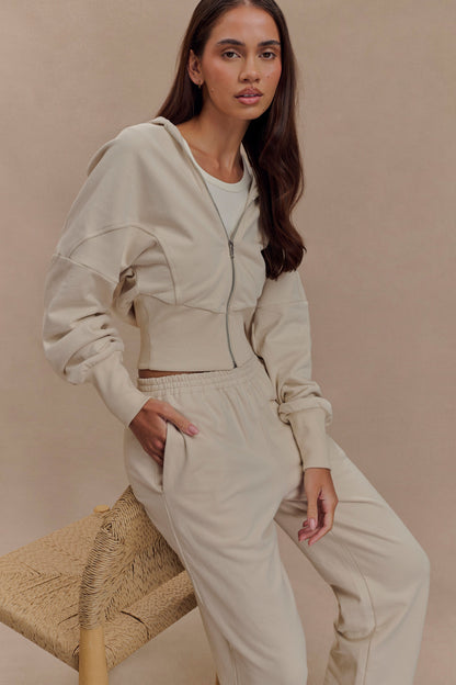 Sweat à capuche zippé Blake - Gris pierre
