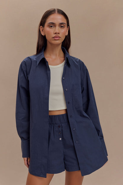 Chemise oversize en coton Campbell - Bleu marine