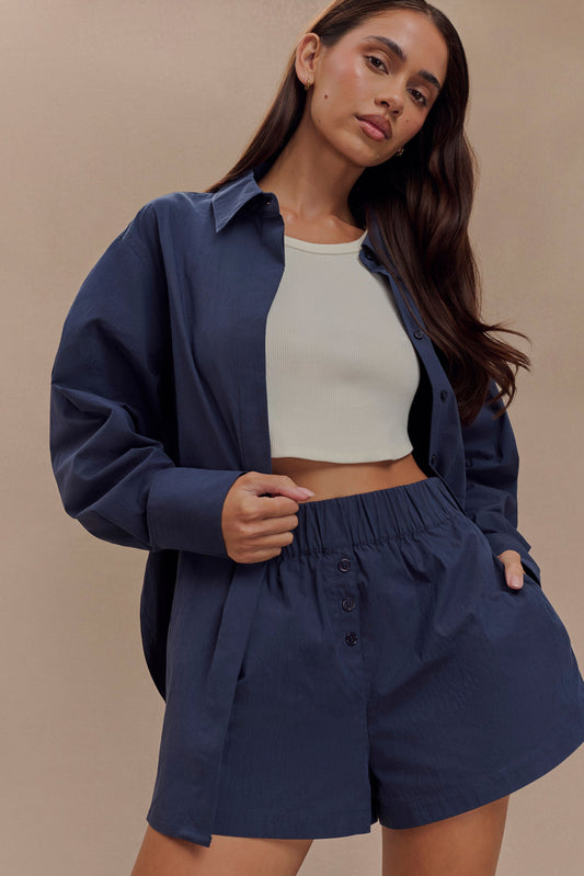 Shorts décontractés en coton Johanna - Bleu marine
