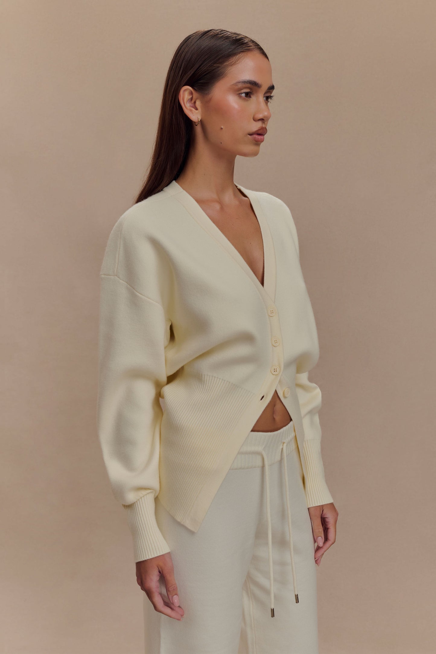 Cardigan ample boutonné Alexia - Ivoire