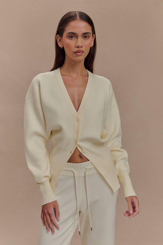 Cardigan ample boutonné Alexia - Ivoire