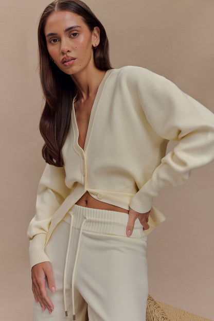 Cardigan ample boutonné Alexia - Ivoire