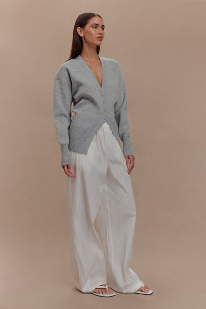Cardigan oversize boutonné Alexia - Gris chiné