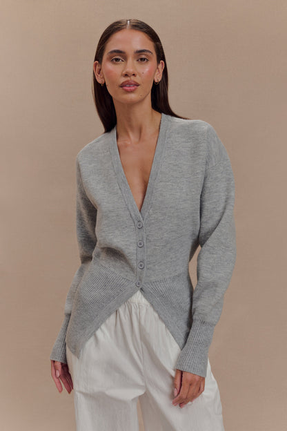 Cardigan oversize boutonné Alexia - Gris chiné