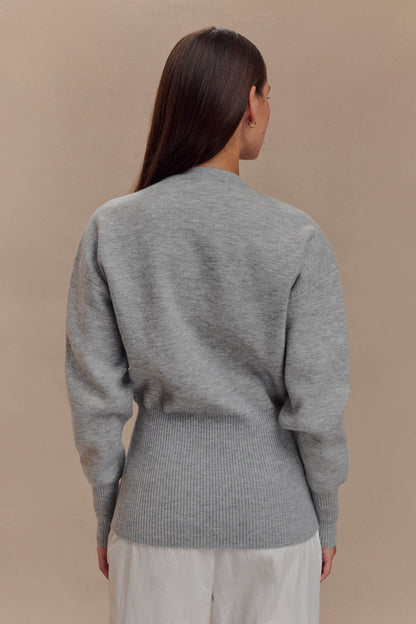 Cardigan oversize boutonné Alexia - Gris chiné