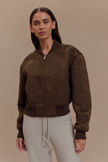 Veste bomber en daim Rudy - Chocolat