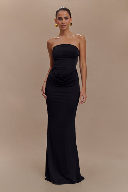 Robe Maxi Slinky sans Bretelles Madison - Noir