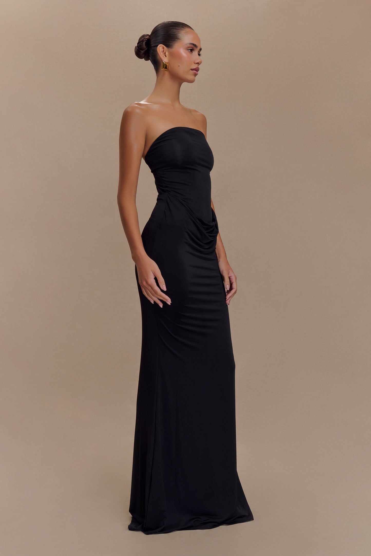 Robe Maxi Slinky sans Bretelles Madison - Noir