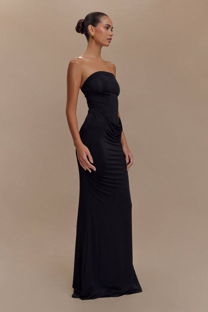 Robe Maxi Slinky sans Bretelles Madison - Noir