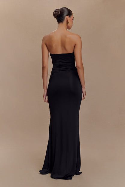Robe Maxi Slinky sans Bretelles Madison - Noir