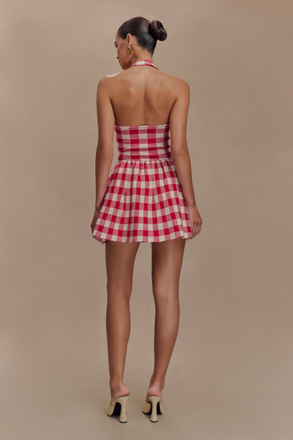 Mini-robe en jersey à bretelles Lindsay - carreaux rouges
