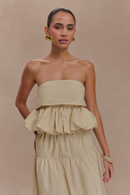 Crop top à bretelles fines et effet bulle Amirah - Nude