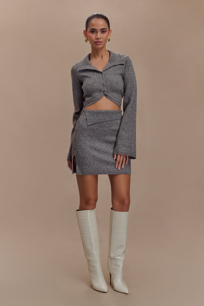 Gilet en tricot à ourlet incurvé Annabelle - Gris anthracite