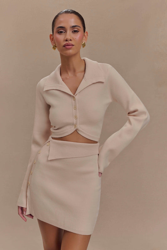 Cardigan en tricot à ourlet incurvé Annabelle - Crème