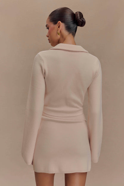 Cardigan en tricot à ourlet incurvé Annabelle - Crème