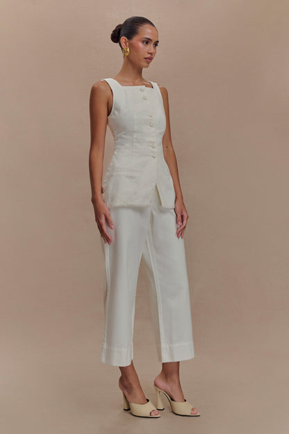 Jeans taille haute et jambe large, modèle Kaitlyn - Blanc