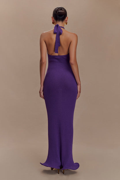 Robe Maxi Tricotée Melodie à Décolleté Croisé - Violette