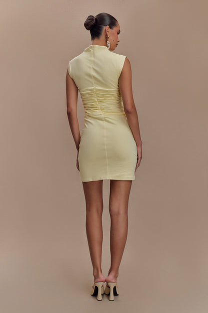 Robe mini sans manches à col montant Elliot - Jaune pâle