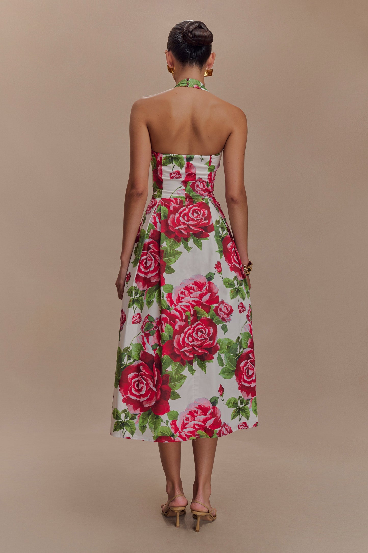 Juana Robe Midi à Bretelles - Imprimé Rose Sonia