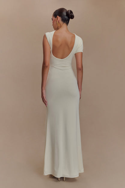 Robe Maxi Kaida Étroite et Élastique avec Accroches - Ivoire