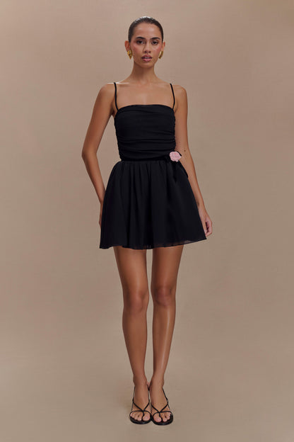 Mini-robe en maille Mischa avec motif floral - Noir