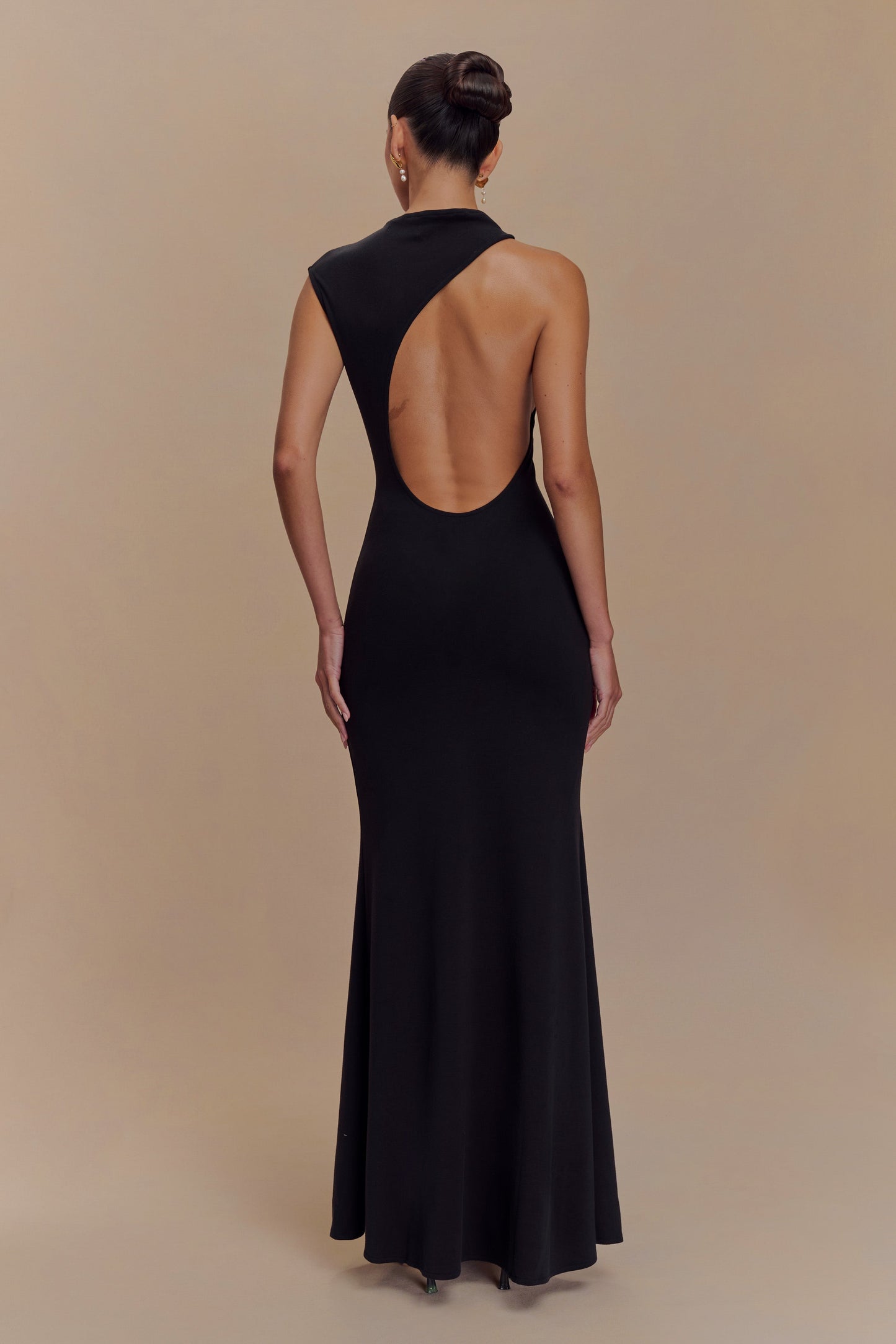 Robe Maxi en Jersey Scuba Katerina avec Découpes - Noir