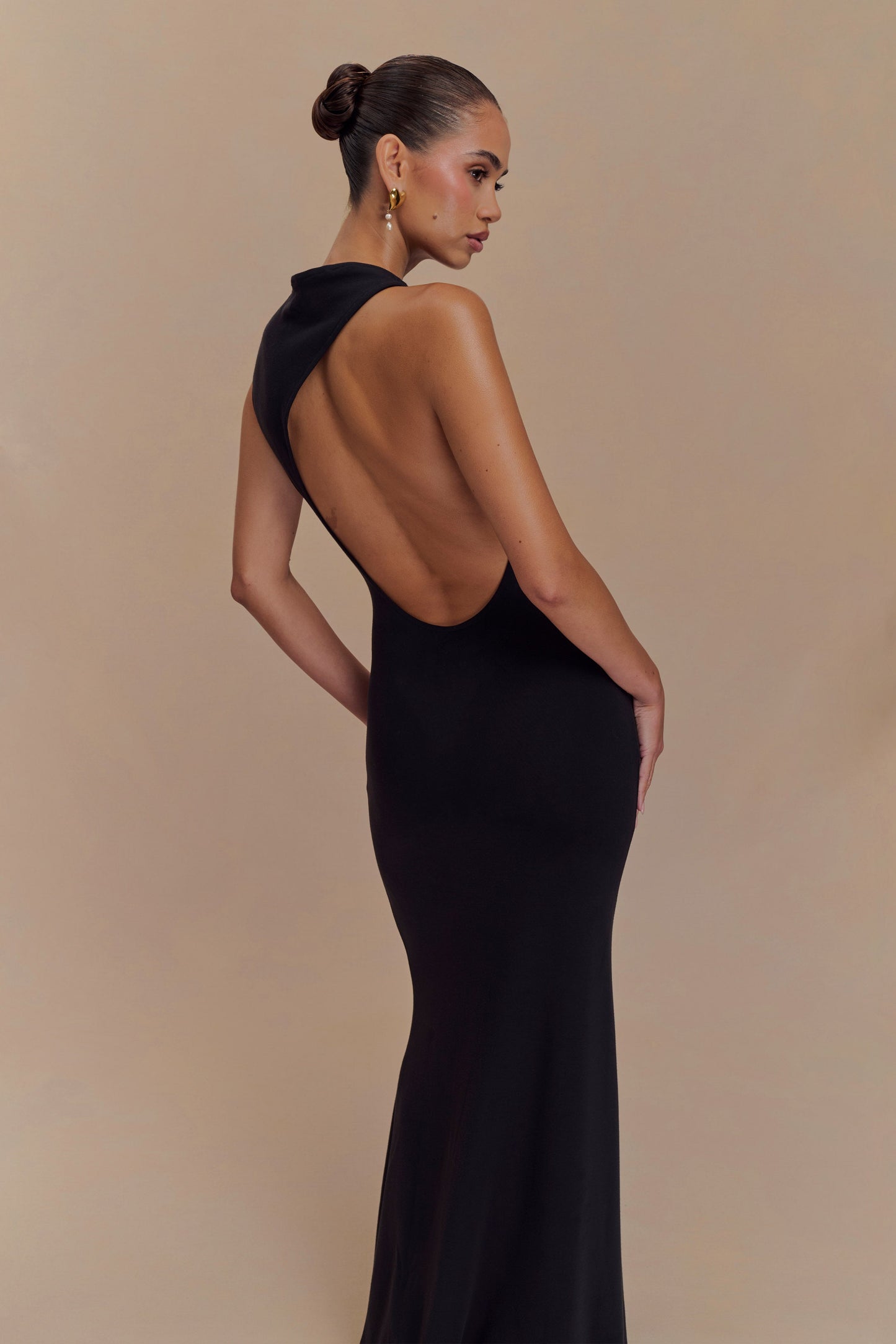 Robe Maxi en Jersey Scuba Katerina avec Découpes - Noir