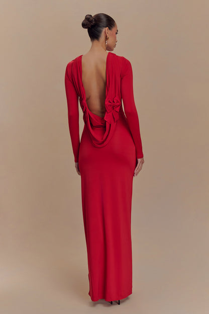 Robe Maxi Évasée à Manches Longues Bennett - Rubis