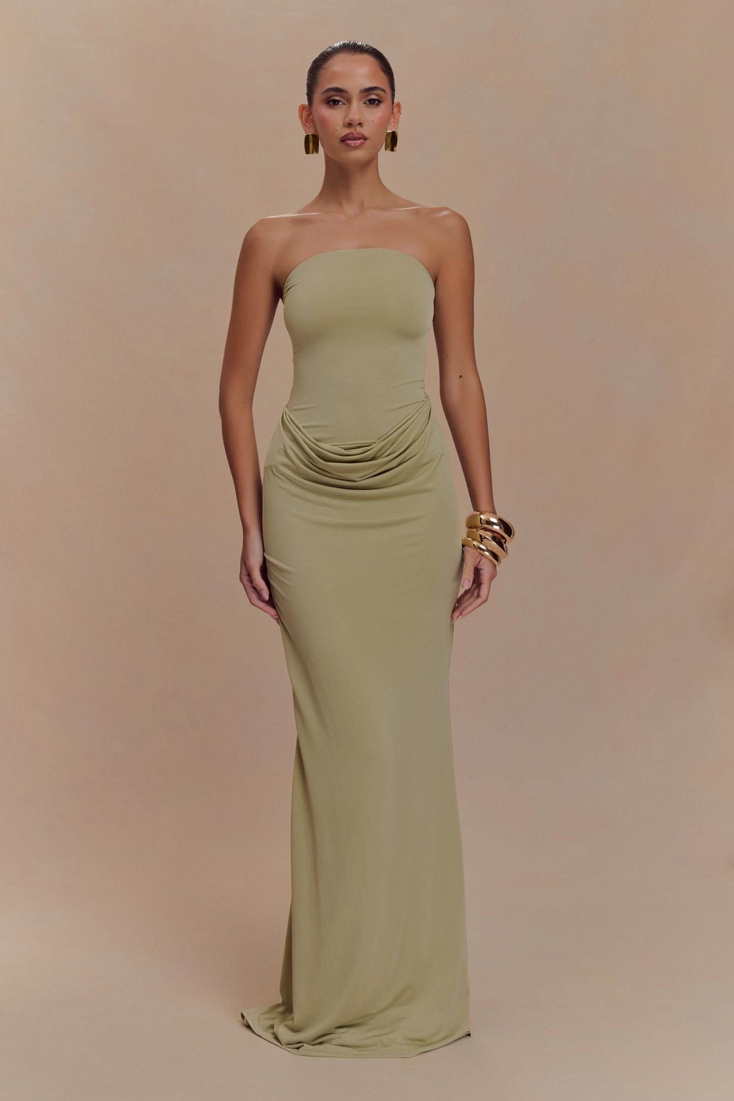 Robe Maxi Élastique Sans Bretelles Madison - SAGE