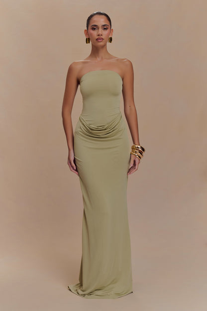 Robe Maxi Élastique Sans Bretelles Madison - SAGE