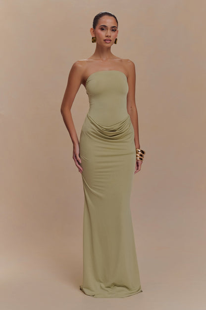 Robe Maxi Élastique Sans Bretelles Madison - SAGE