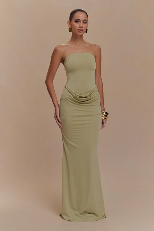 Robe Maxi Élastique Sans Bretelles Madison - SAGE