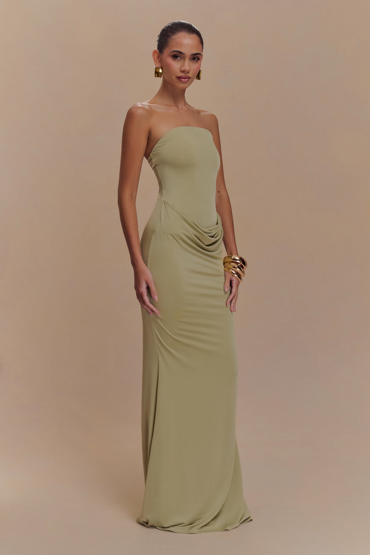 Robe Maxi Élastique Sans Bretelles Madison - SAGE