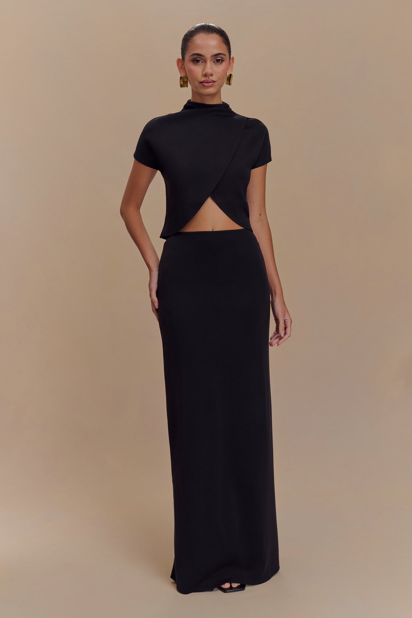 Jupe Maxi Eris en Jersey Scuba - Noir