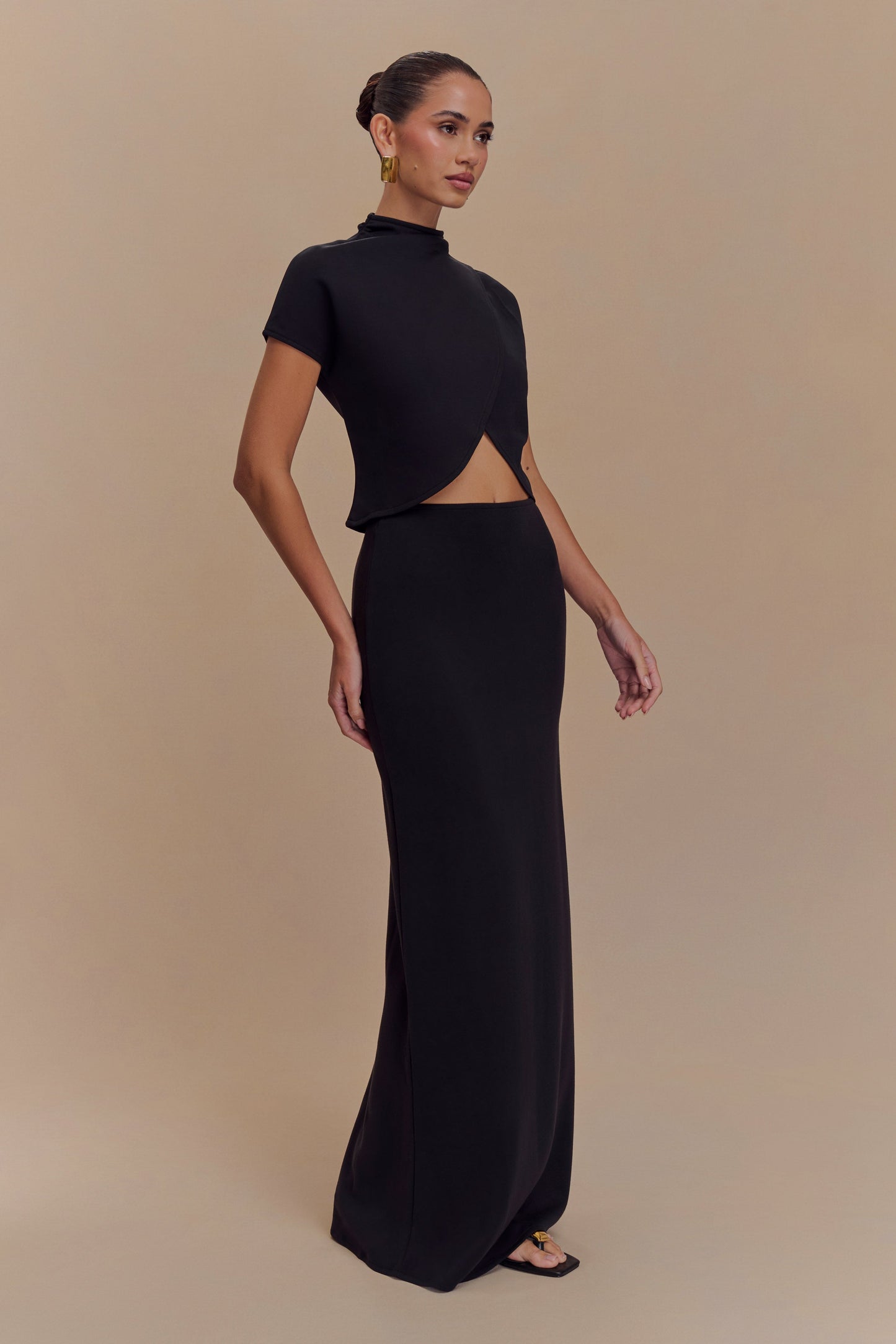 Jupe Maxi Eris en Jersey Scuba - Noir