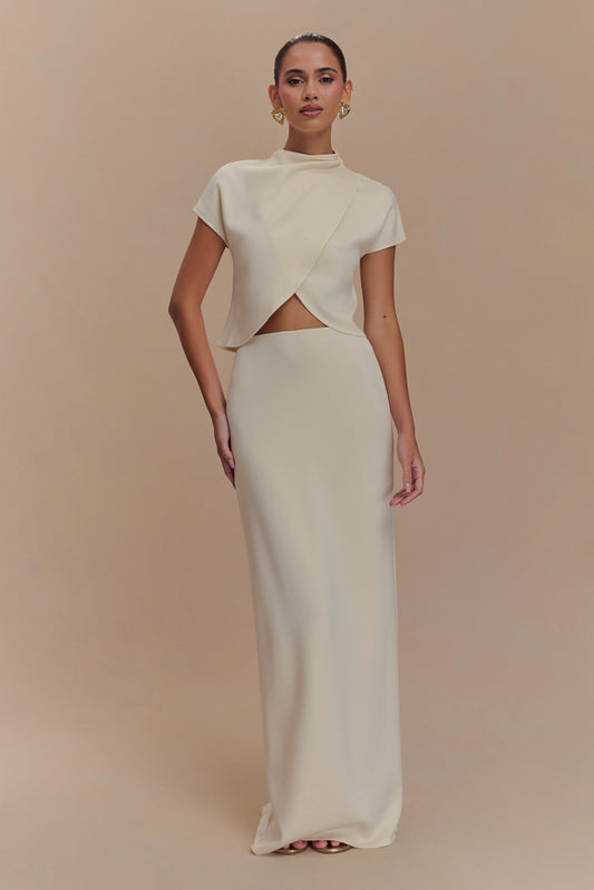 Jupe Maxi Eris en Jersey Scuba - Ivoire