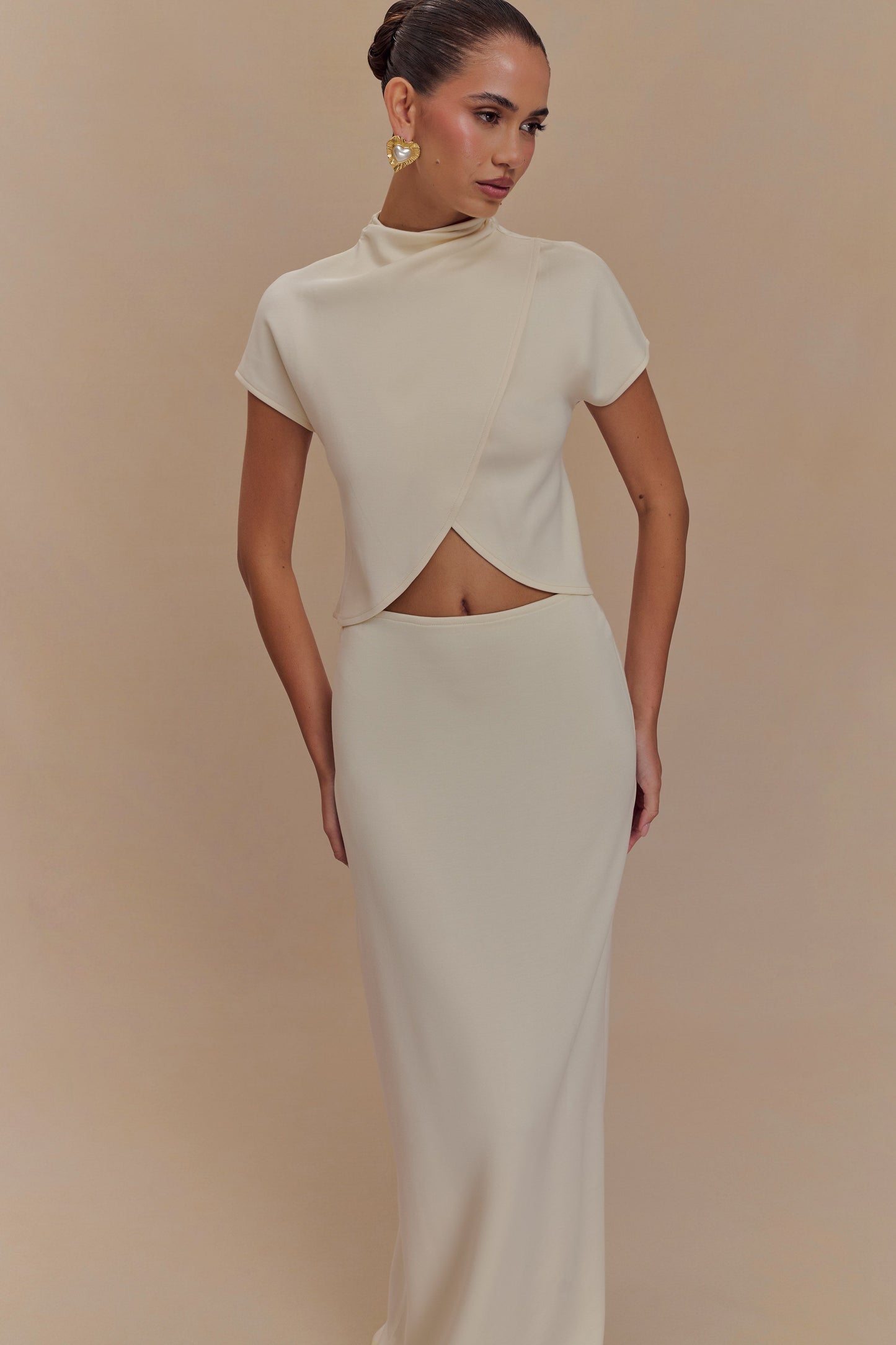 Jupe Maxi Eris en Jersey Scuba - Ivoire