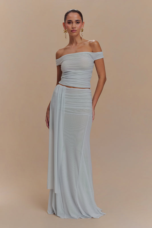 Jupe Maxi en Maille Arna - Bleu Clair