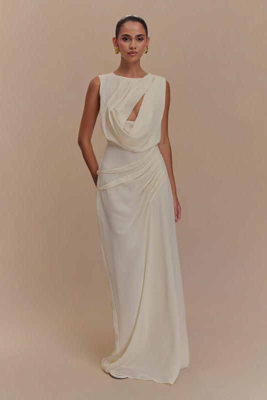 Robe Maxi en Chiffon Oria - Ivoire