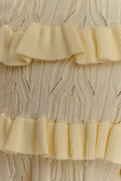 Shorts à volants en tricot Amy Pointelle - Citron